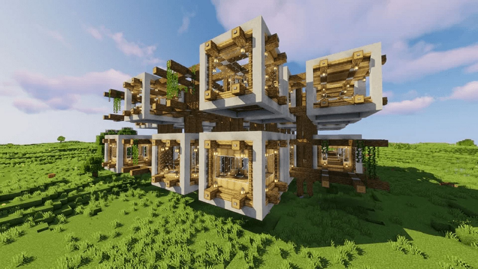 This mega base design incorporates several small modules that make up the whole (Image via MarchiWORX/Planet Minecraft)