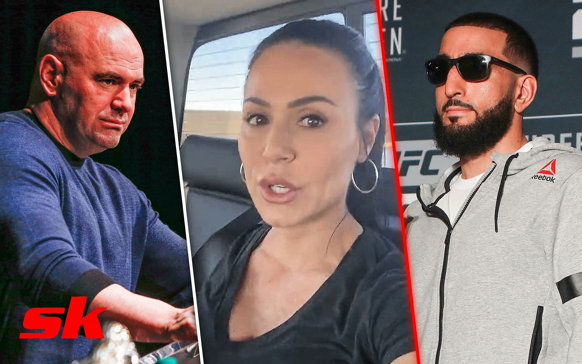Dana White (Left), Kendra Lust (Middle), Belal Muhammad (Right) [Image courtesy: @kendralust on Instagram, Getty]