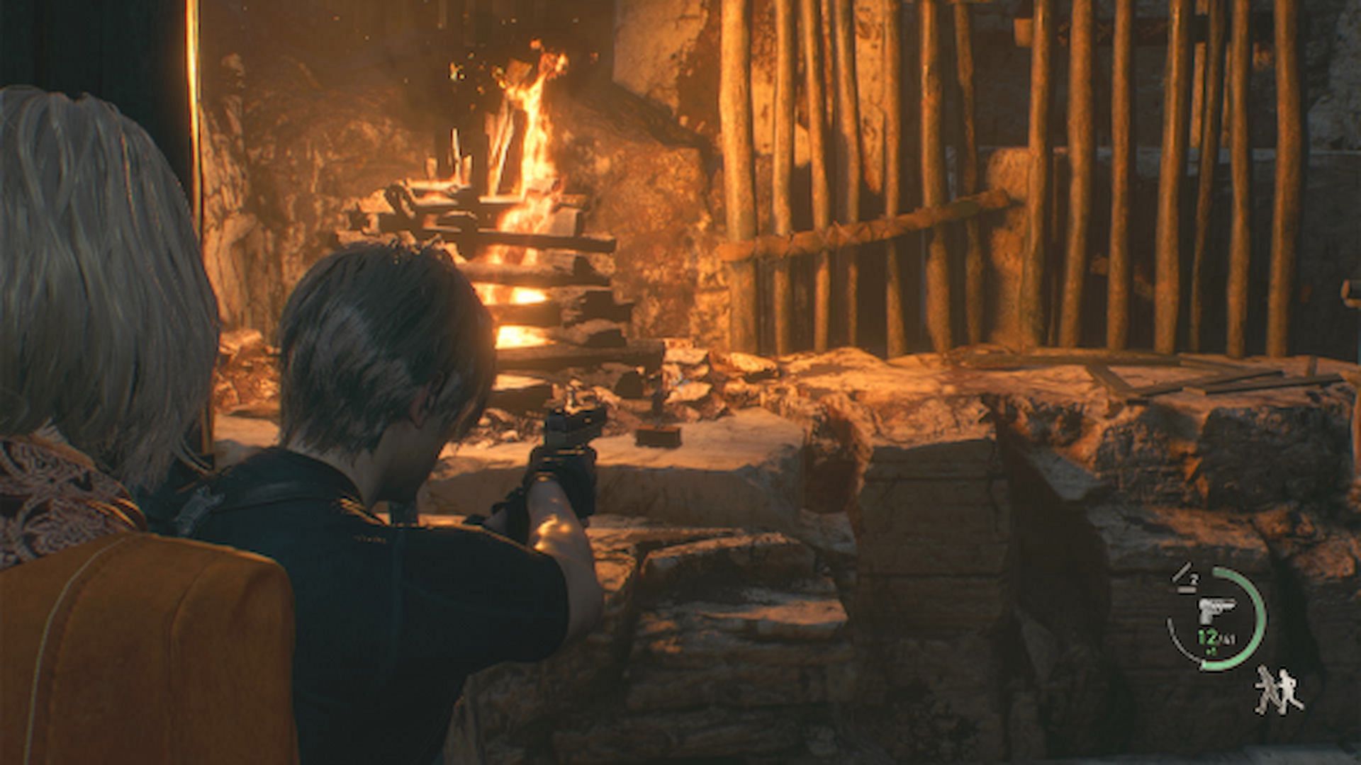 Shoot the Castellan beneath the bonfire (Image via Capcom)