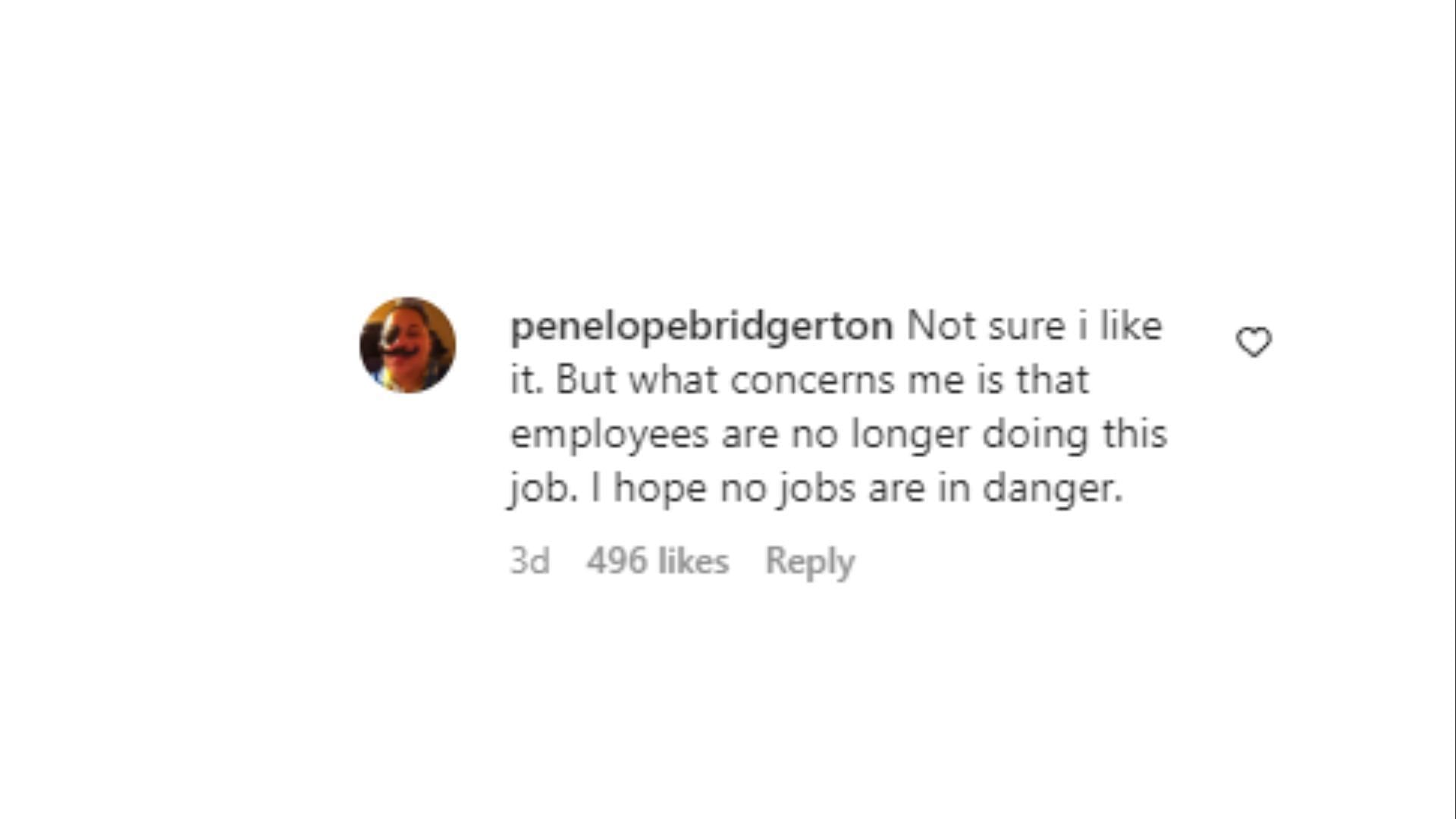 Comment by user @penelopebridgerton (Image via Instagram)