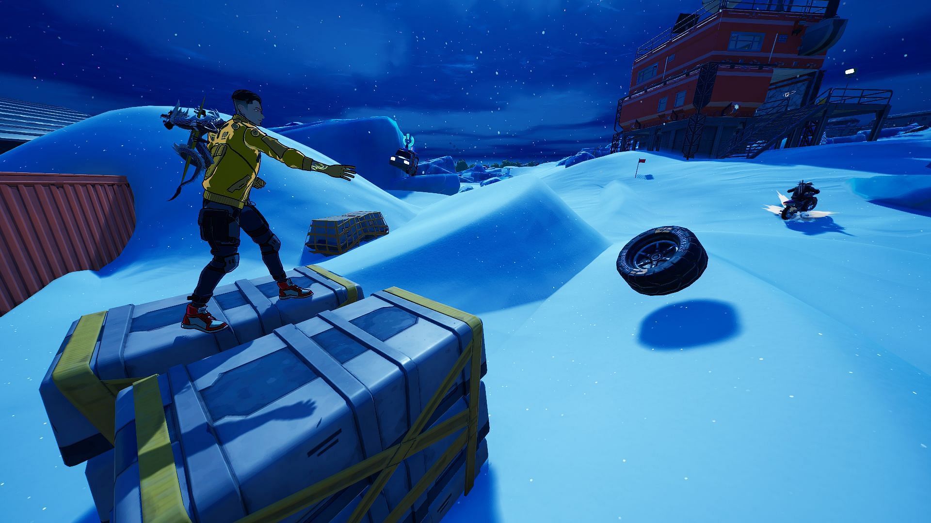 Select Off-Road Tires and throw them anywhere (Image via Epic Games/Fortnite)