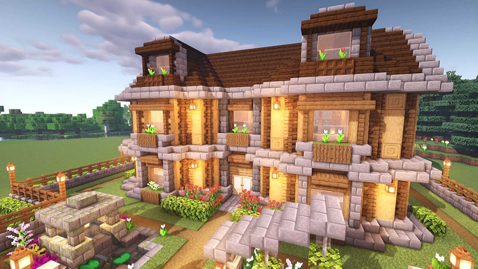 Minecraft Tutorial: How to build a BIG survival house ( Medieval