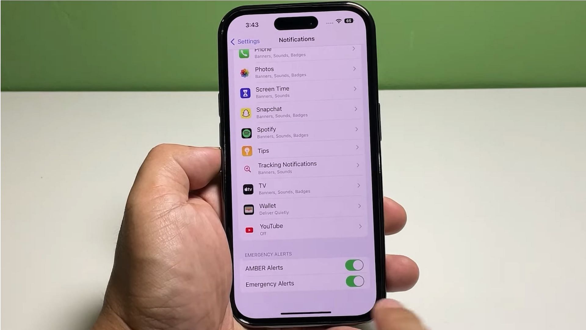 Turning of Amber Alert in iPhone (Image via The Cell Guide/YouTube)