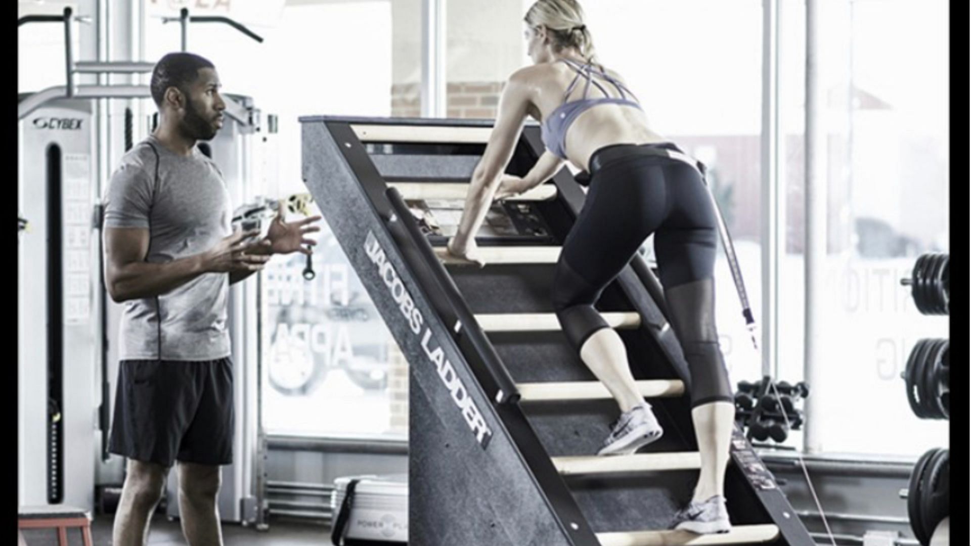The Jacobs ladder machine can be used by beginners and advanced exercisers alike. (Photo via Instagram/novofitaus)