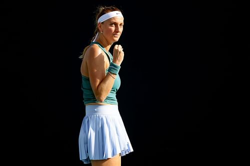 Petra Kvitova competes during the 2023 Miami Open.