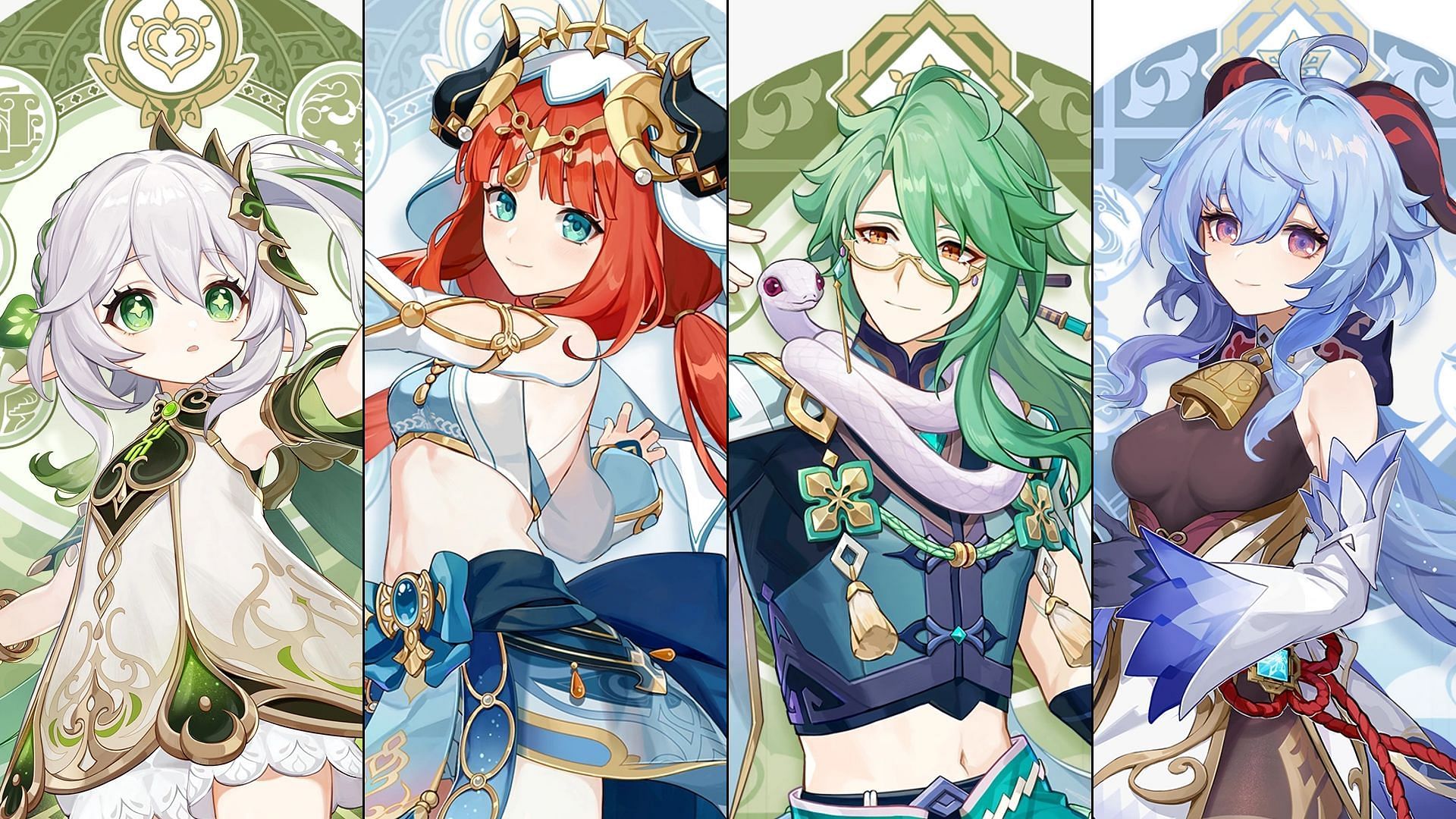 The supposed four 5-star characters who will be having banners in the next update (Image via HoYoverse)