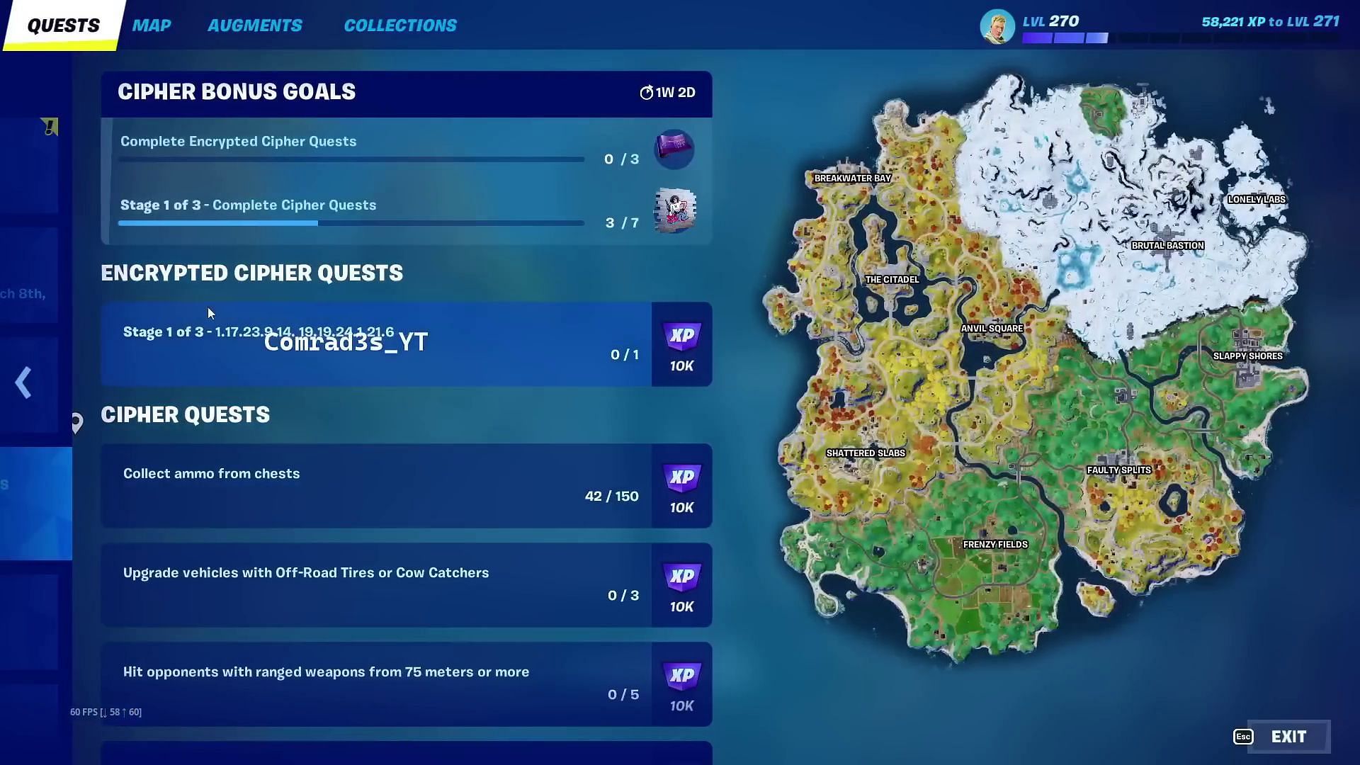 Stage 1 of Cipher Quests in Fortnite. (Image via YouTube/Comrad3s)