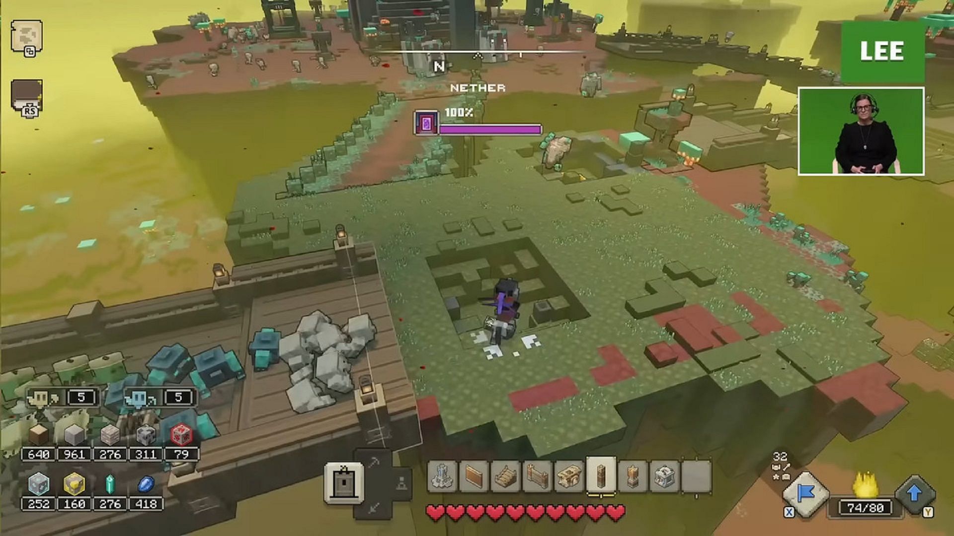A battle to close a Nether portal commences in Minecraft Legends during Minecraft Live 2022 (Image via Mojang)