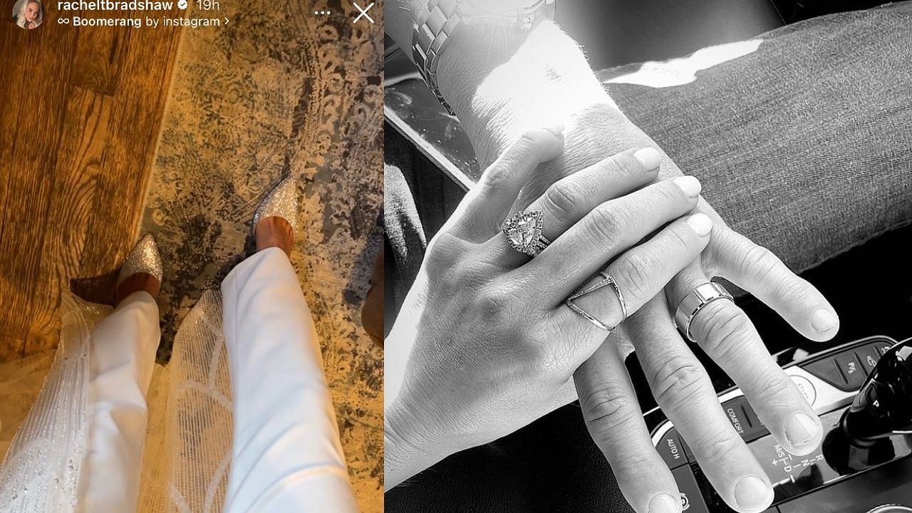 Rachel Bradshaw shared some images of her wedding to her Instagram stories, including her shoes and wedding bands.