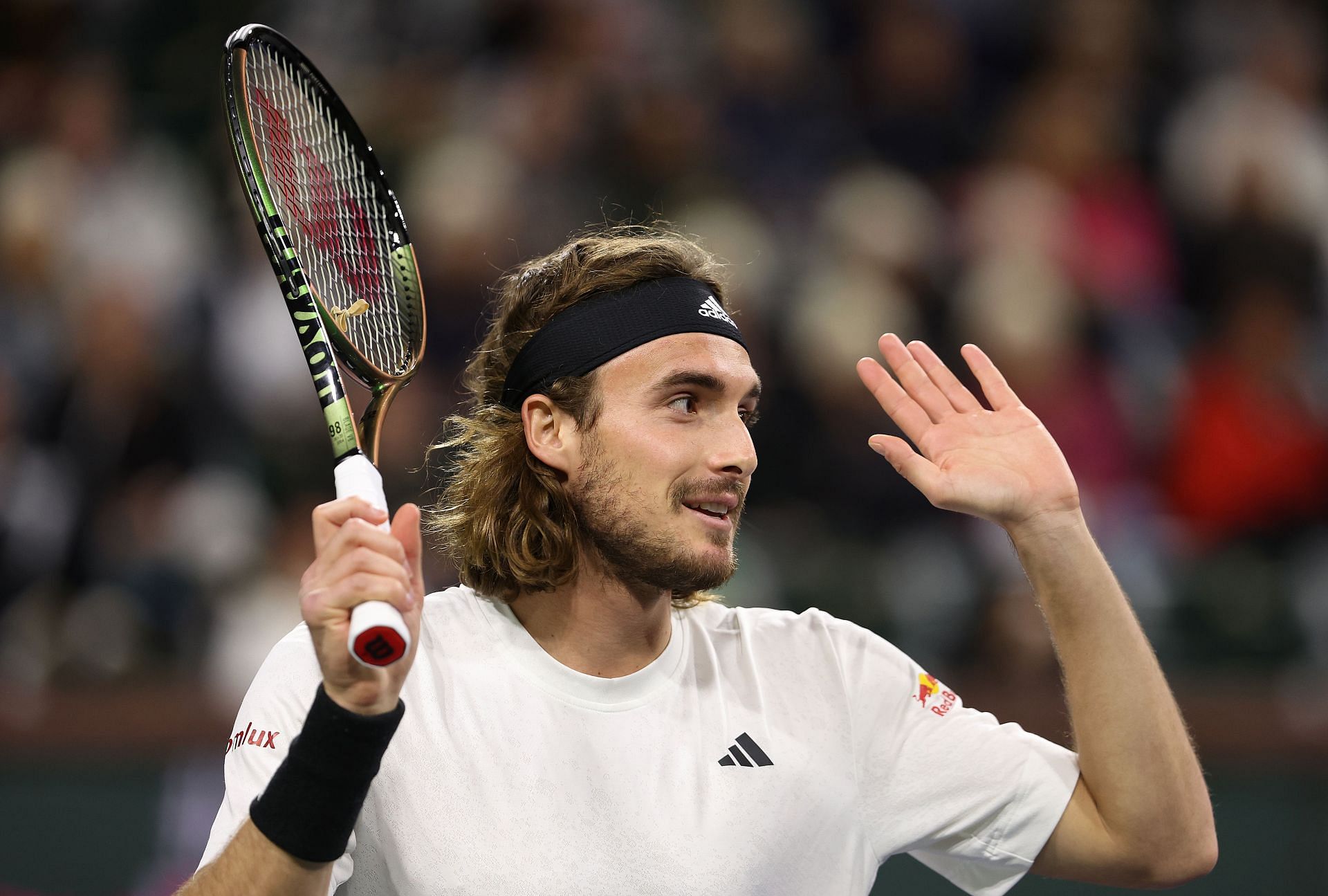 Stefanos Tsitsipas pictured at the 2023 BNP Paribas Open - Day 2.