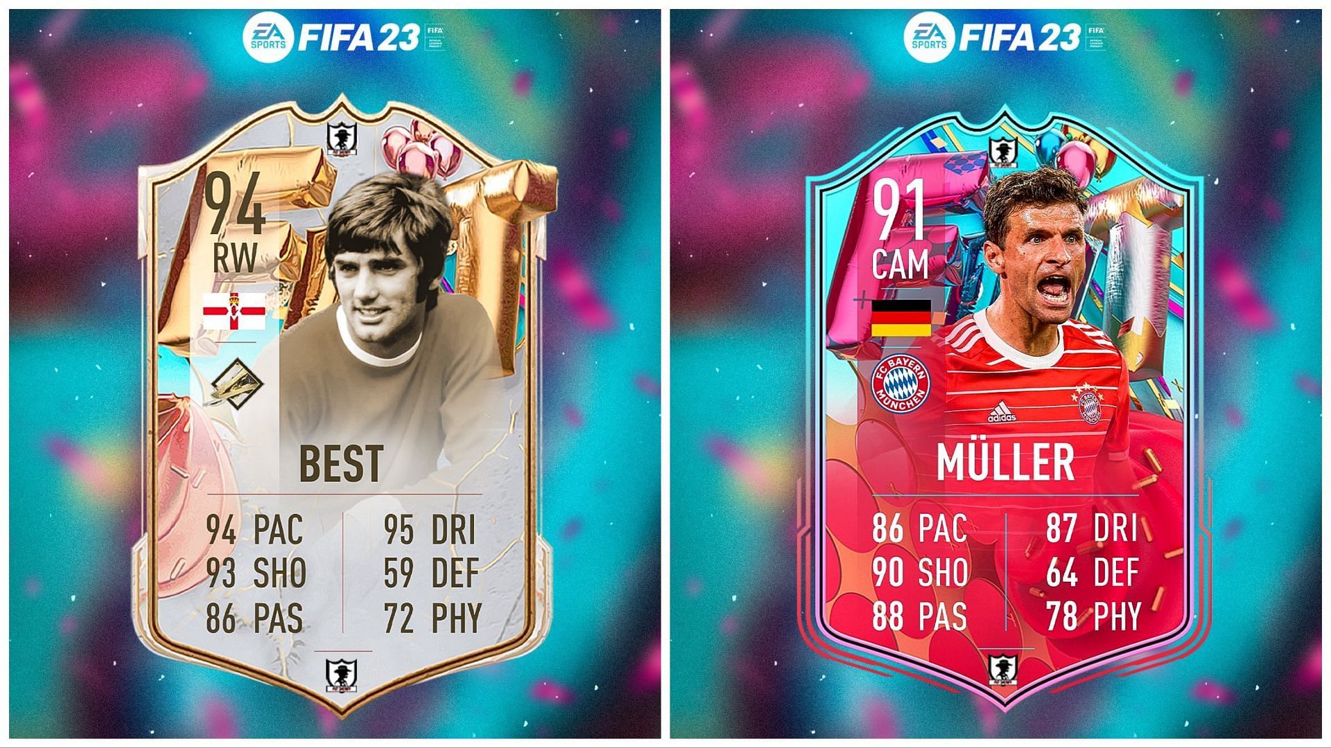 FUT Birthday George Best and Thomas Muller have been leaked (Images via Twitter/FUT Sheriff)