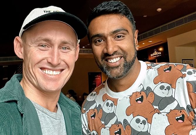 "Talking cricket with this champ"- Ravichandran Ashwin catches up with Marnus Labuschagne ahead of 3rd India vs Australia ODI in Chennai