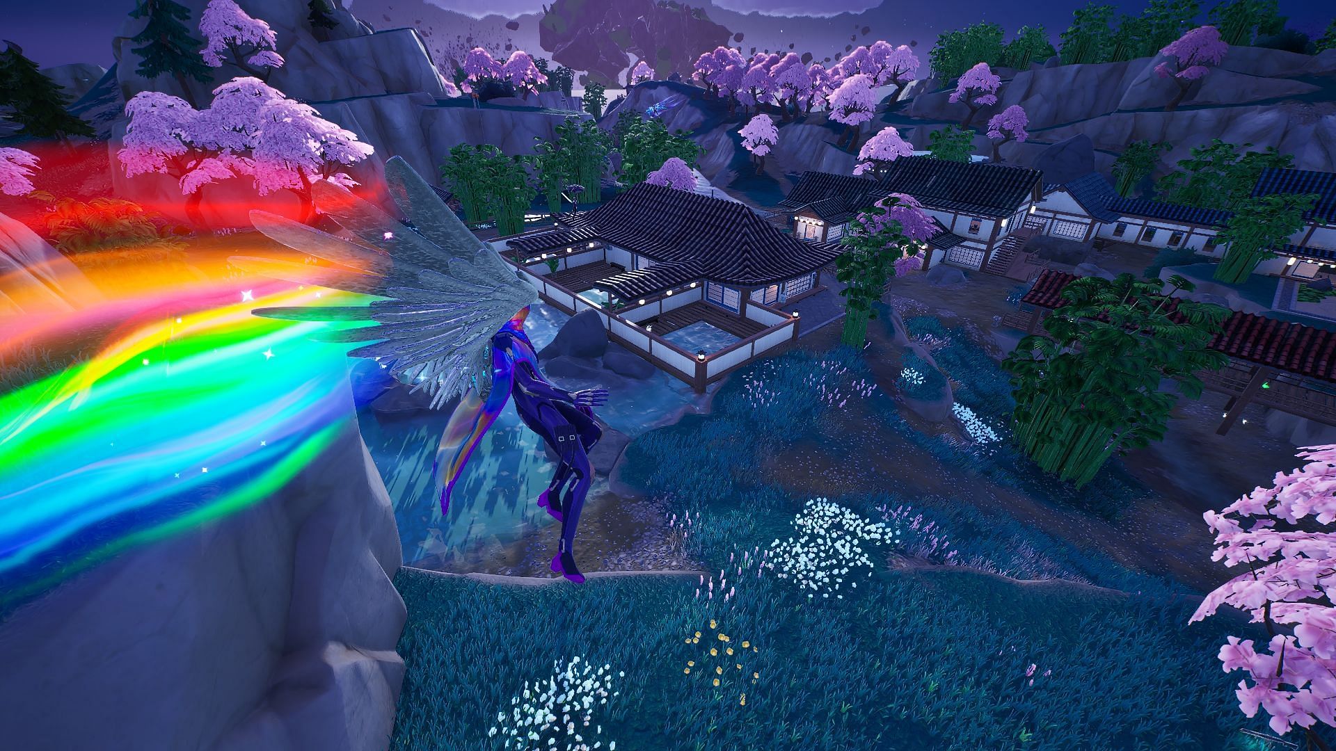 Land on the eastern edge of Steamy Springs to avoid other opponents (Image via Epic Games/Fortnite)