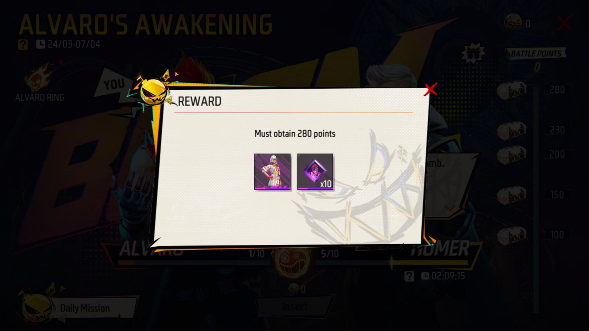 You can claim your rewards by clicking on the crate icon on the right side (Image via Garena)