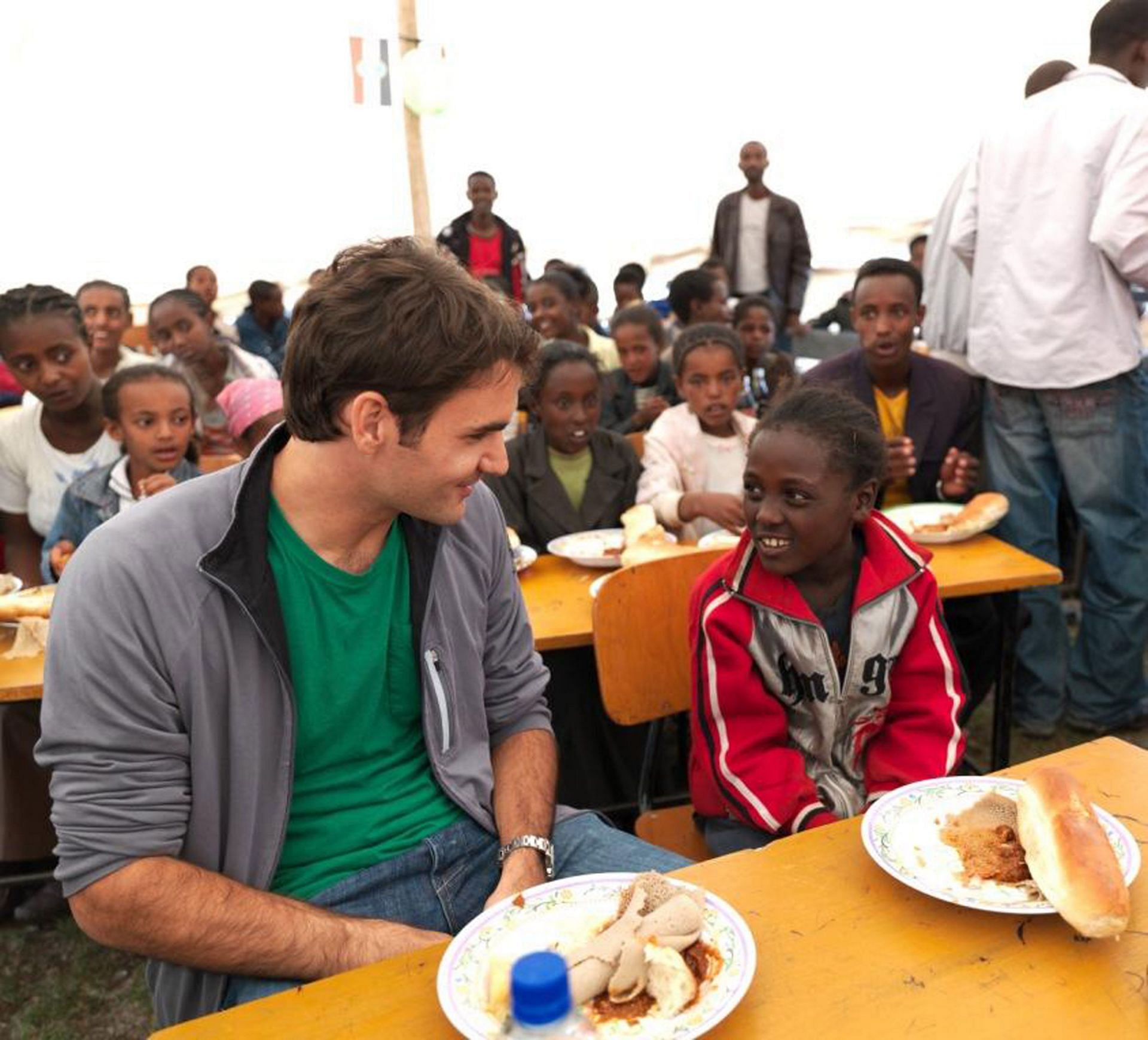 The Swiss tennis legend visits Ethiopia in 2010 as part of his foundation&#039;s work.
