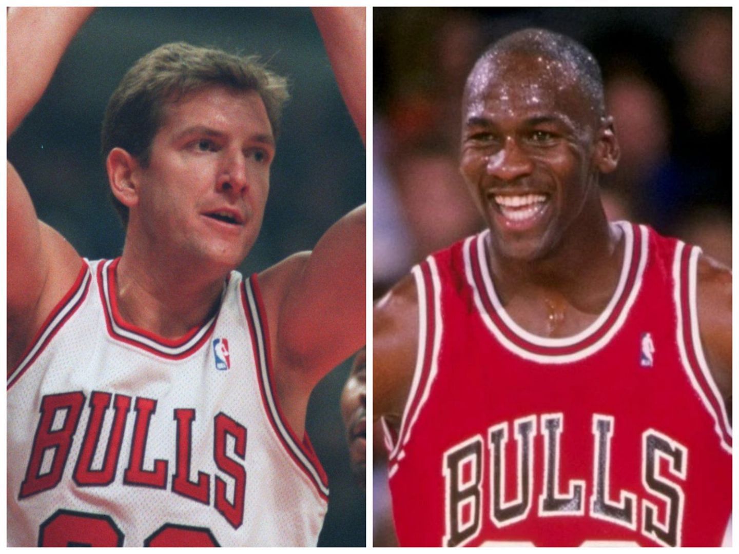 Will Perdue and Michael Jordan of the Chicago Bullls