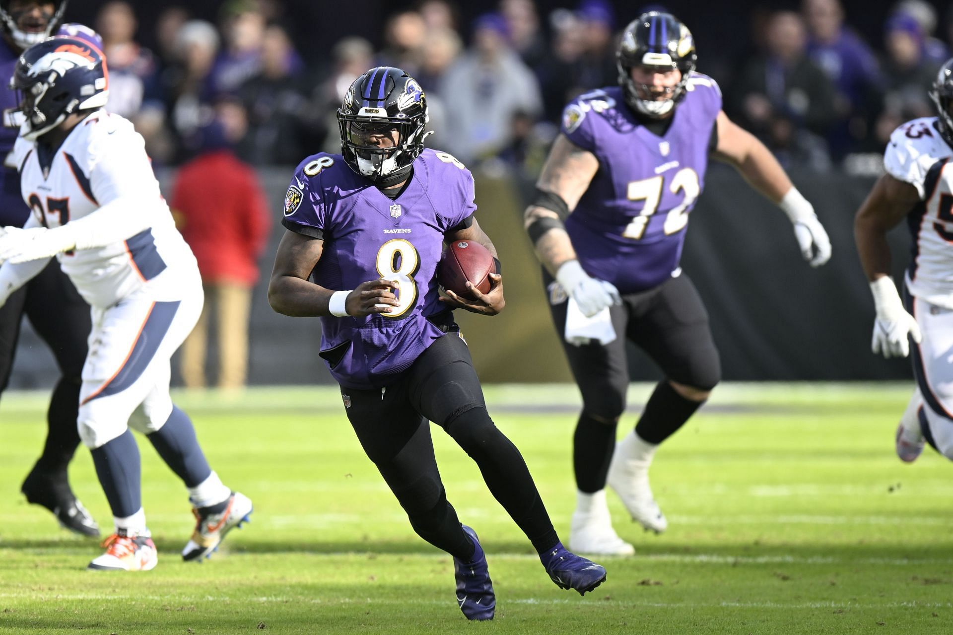 Lamar Jackson during Denver Broncos v Baltimore Ravens