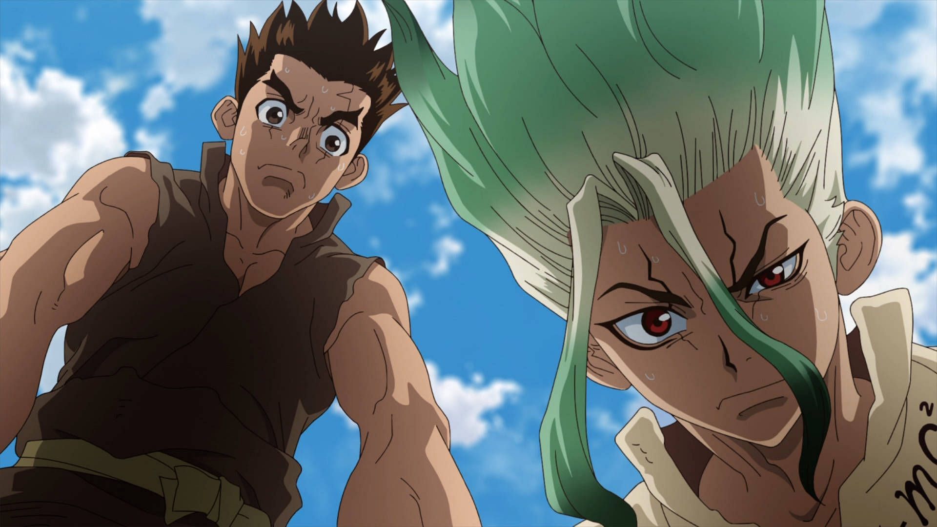 Senku and Taiju (Image via TMS Entertainment)