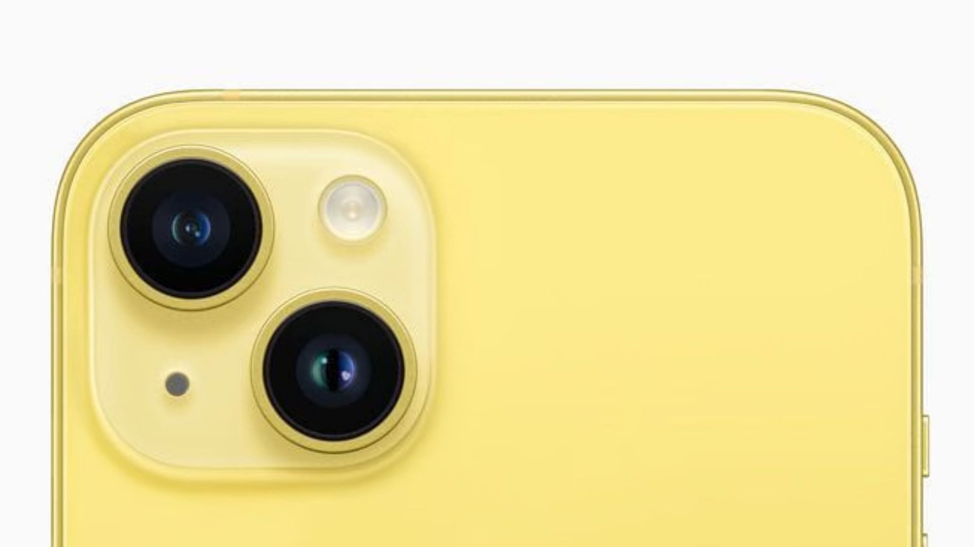 The camera module of the new yellow iPhone (Image via Apple)