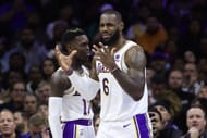Dennis Schroder and LeBron James (right) of the LA Lakers