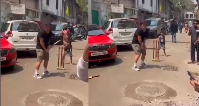 IND vs AUS: ऑस्ट्रेलियाई बल्लेबाज डेविड वॉर्नर मुंबई में गली क्रिकेट खेलते आये नजर, देखें वीडियो