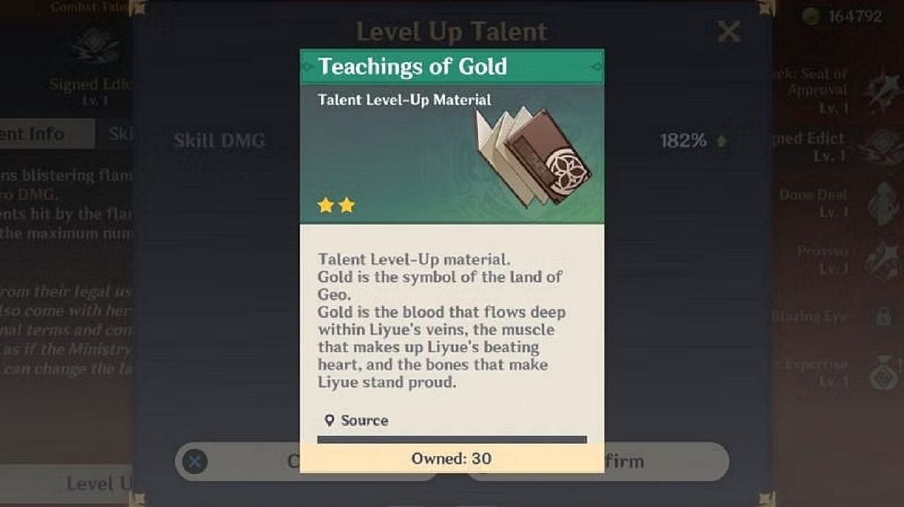 Teachings of Gold is a talent level-up item (Image via HoYoverse)