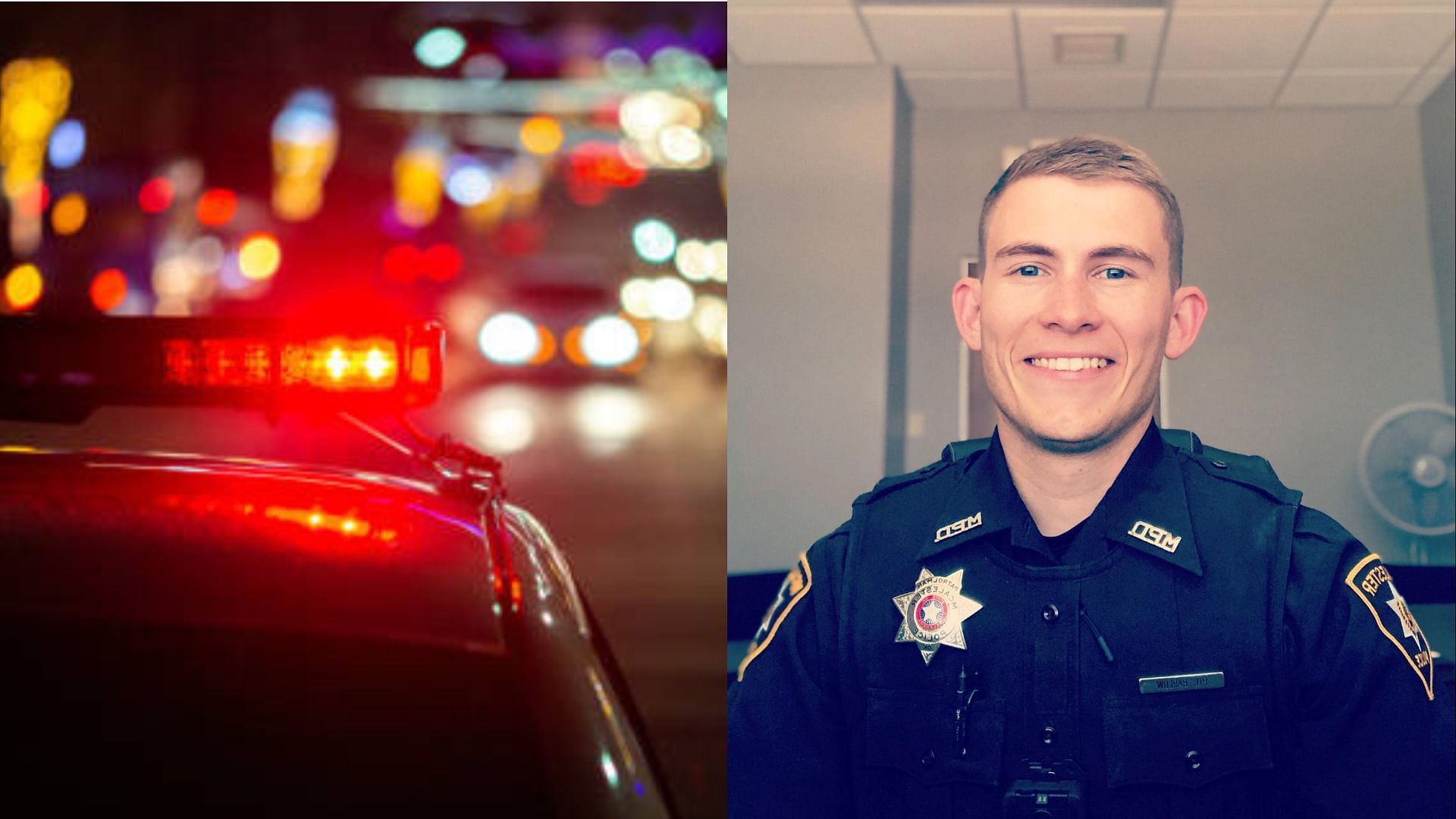 McAlester Police Officer Joseph Barlow dies in a head-on collision on Monday (Image via iStock Images, Facebook/McAlester Police Department)