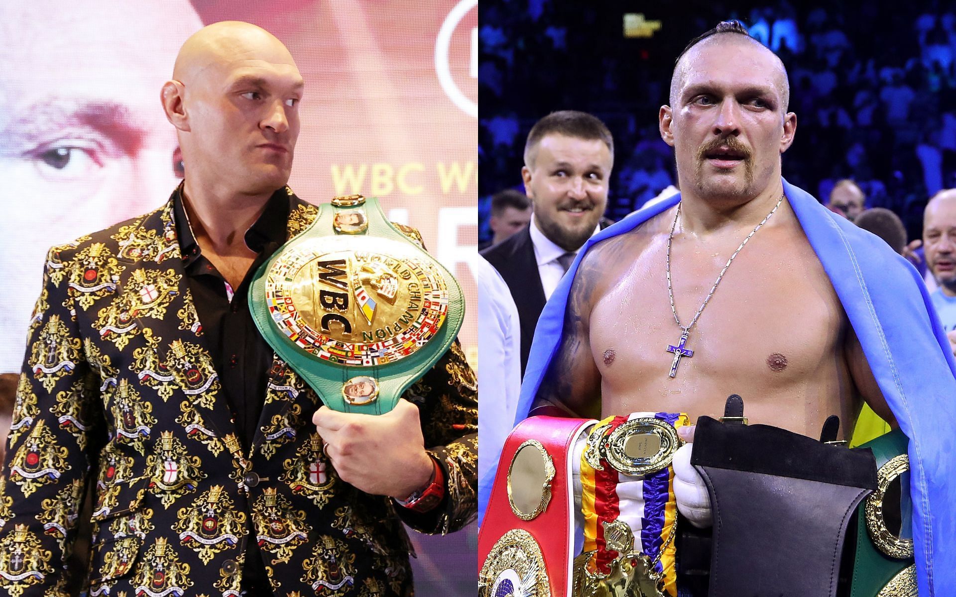 Tyson Fury (left)  Oleksandr Usyk (right)