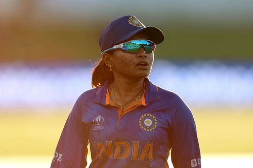 Rajeshwari Gayakwad during the India v South Africa - 2022 ICC Women's Cricket World Cup