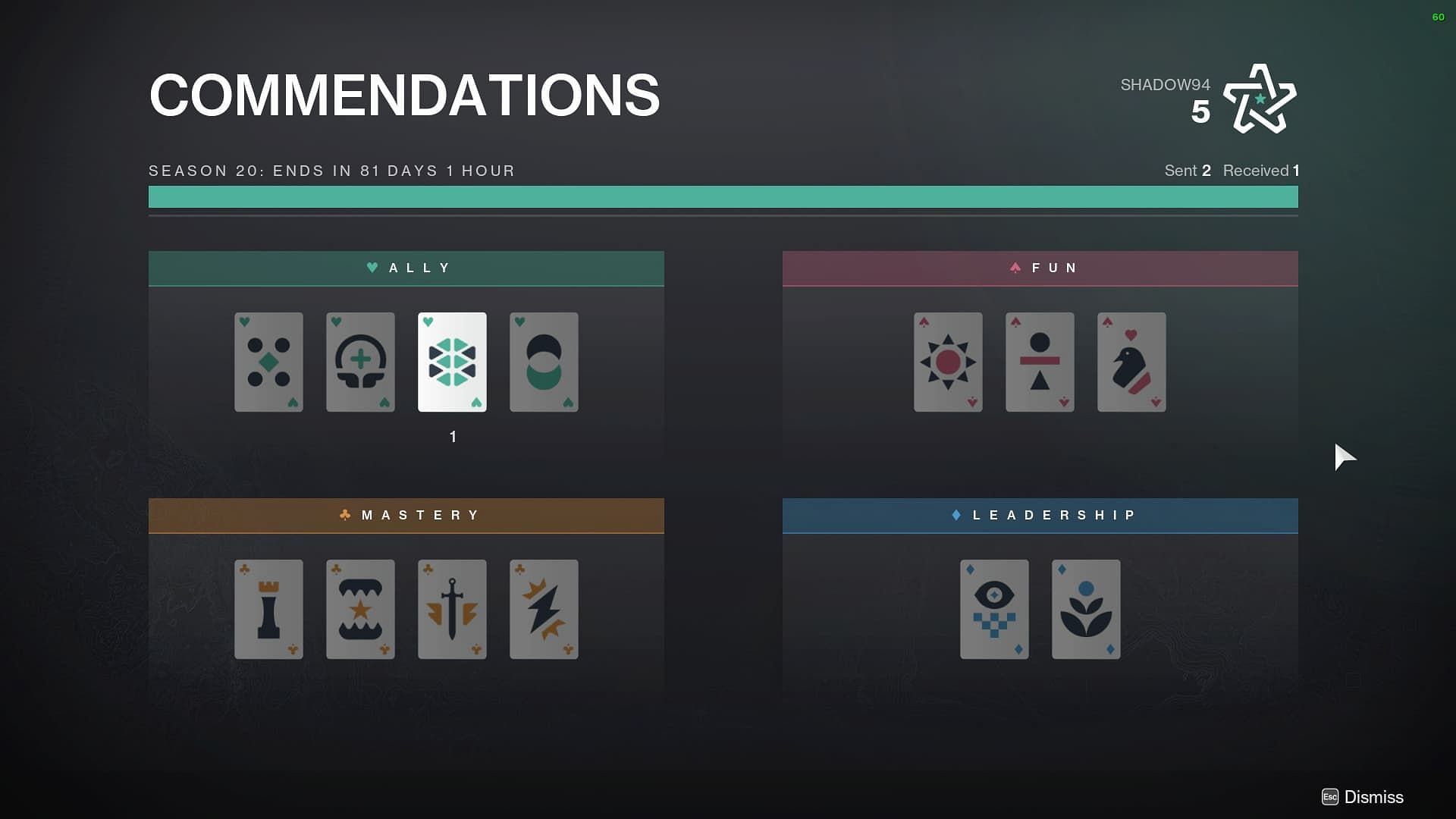 These are all the commendations available in Destiny 2 Lightfall (Image via Bungie)