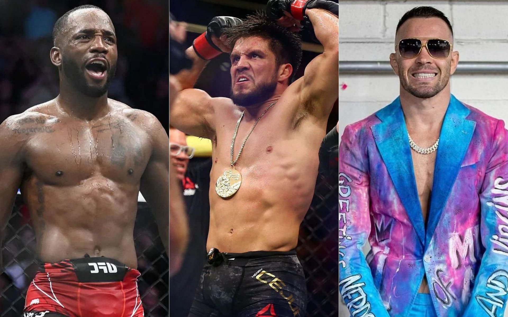 Leon Edwards (left), Henry Cejudo (middle) and Colby Covington (right)
