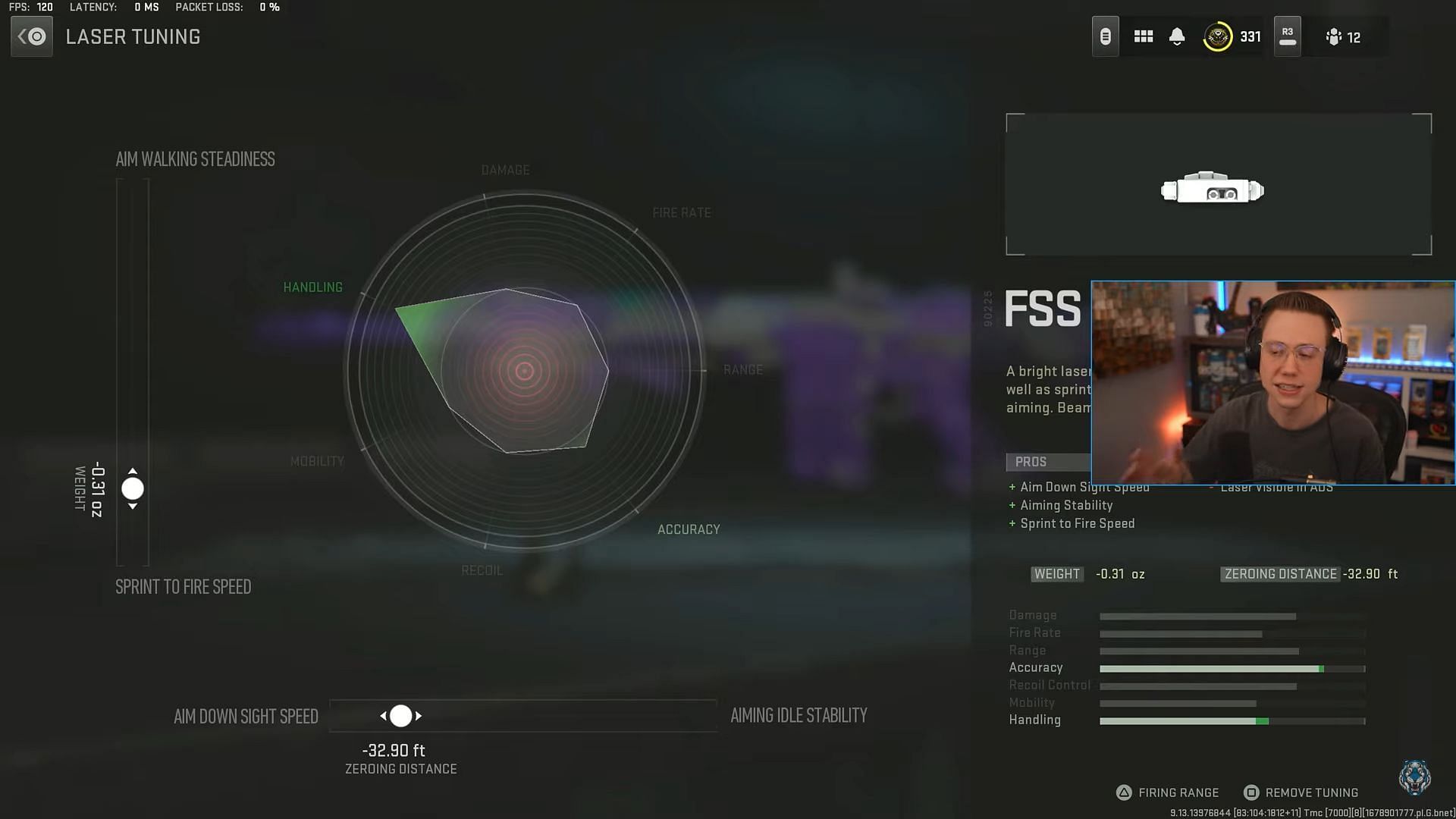 Tunings for FSS OLE-V Laser (Image via Activision and YouTube/WhosImmortal)