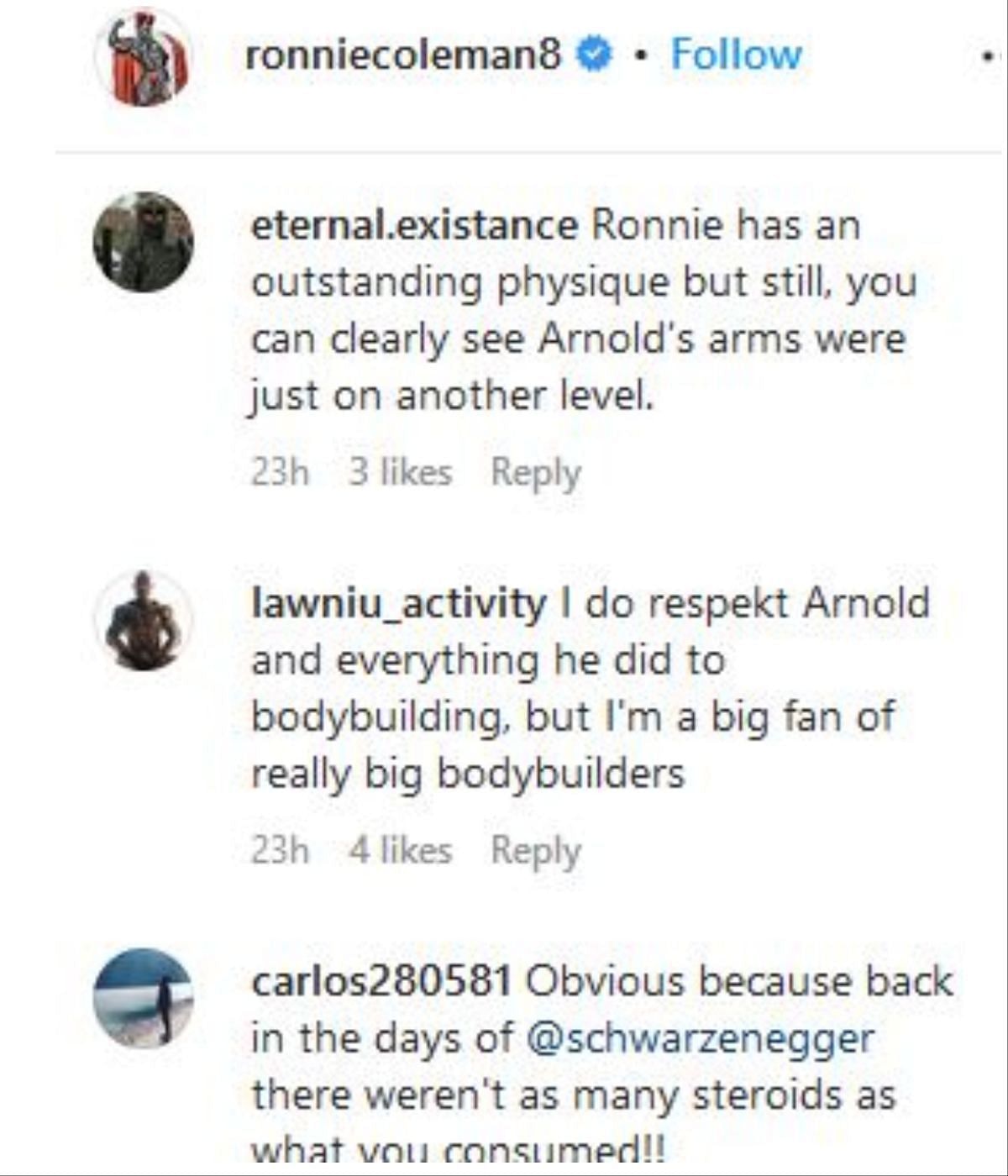 Screengrab of Coleman&#039;s Instagram comment section