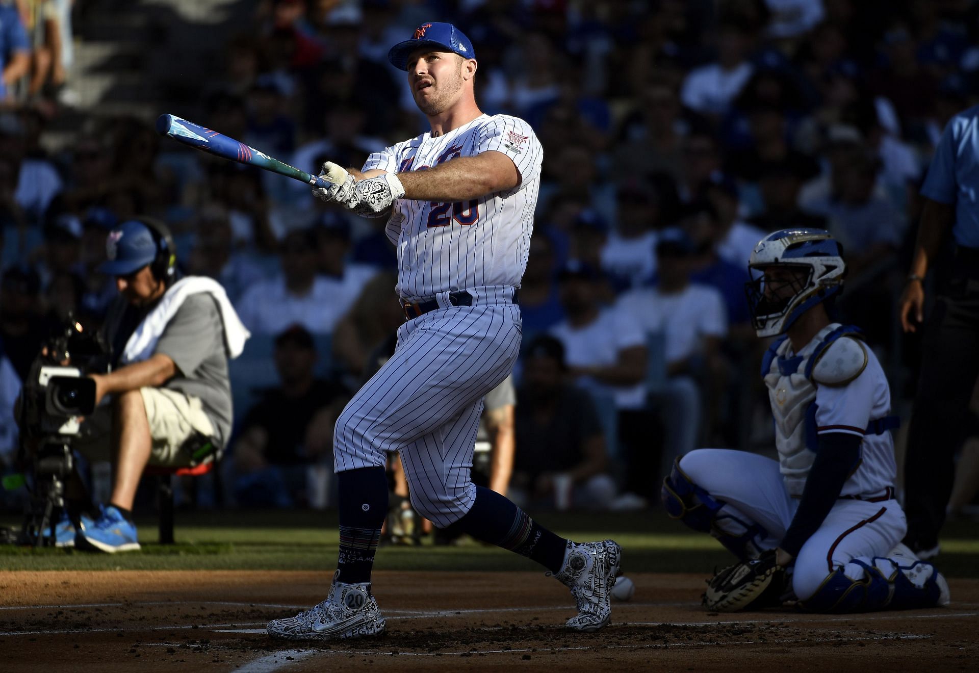 NL All-Star Pete Alonso of the New York Mets competes in the 2022 T-Mobile Home Run Derby.