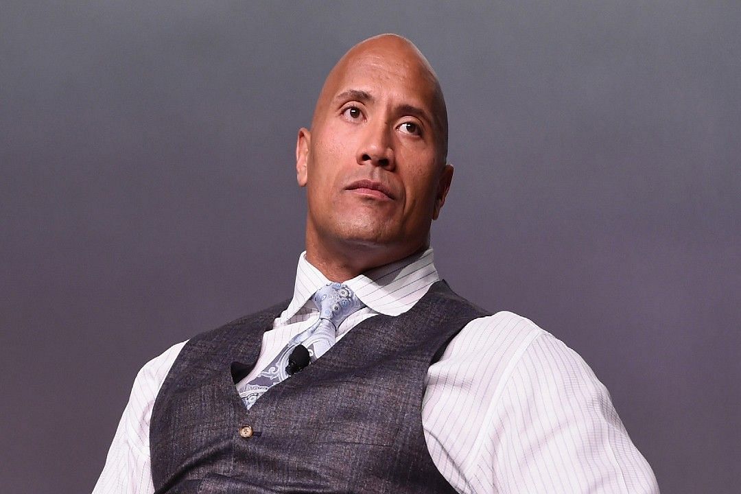 Dwayne &quot;The Rock&quot; Johnson speaking on stage in New York City