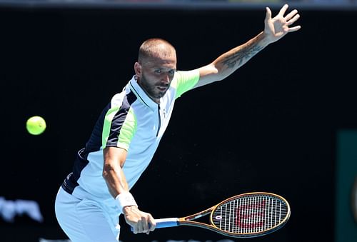 Dan Evans in action during the 2023 Australian Open