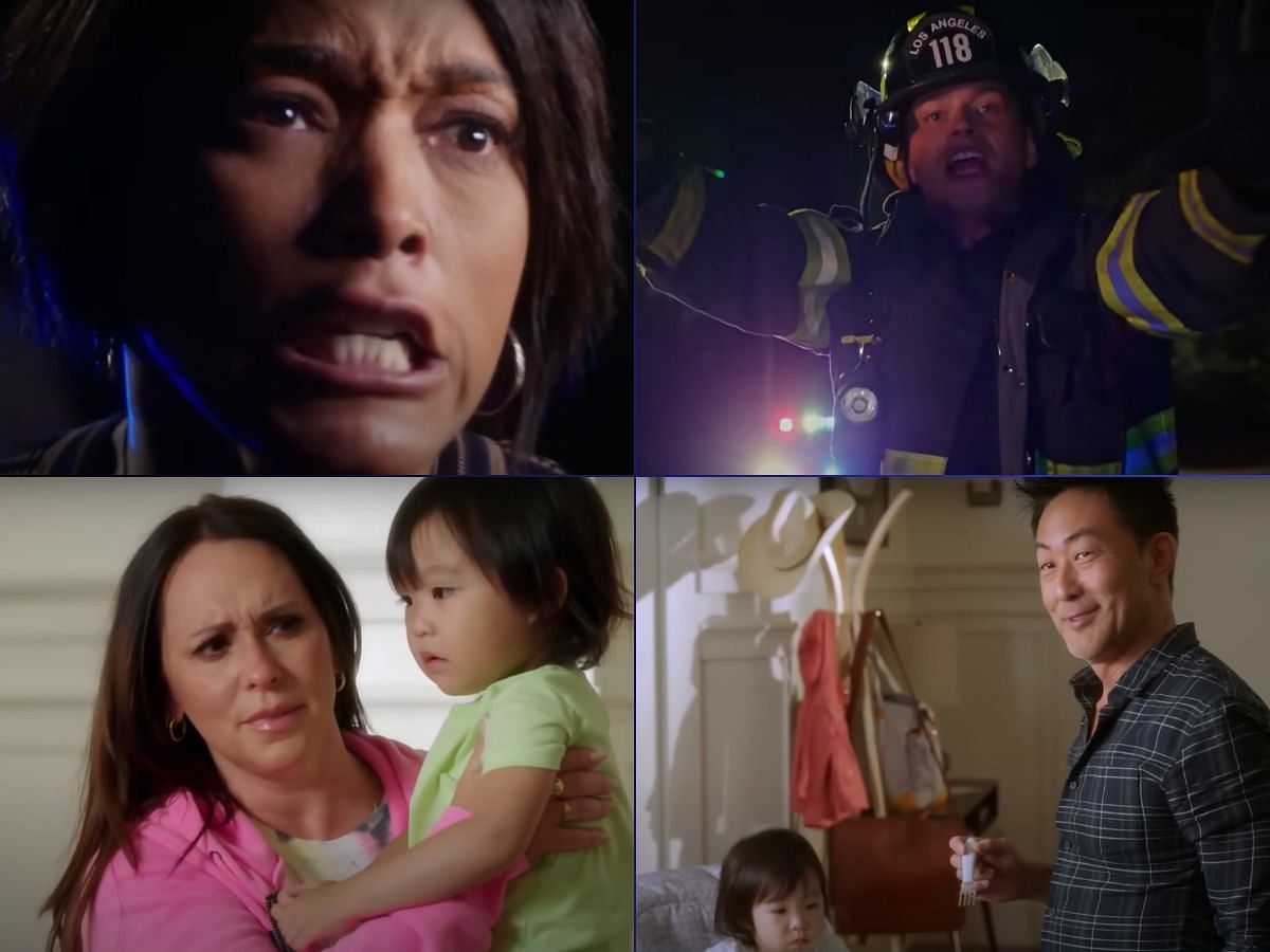 Collage of snippets from 9-1-1 Season 6 trailer. (Photo via YouTube/Sportskeeda)