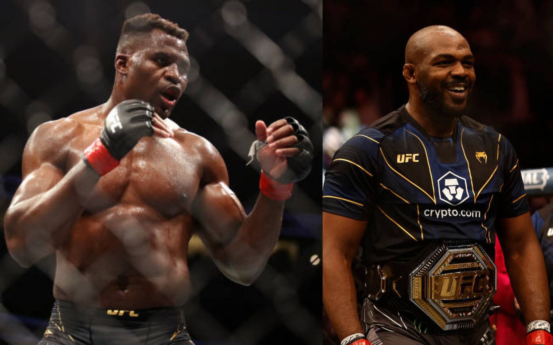 Francis Ngannou (left); Jon Jones (right)