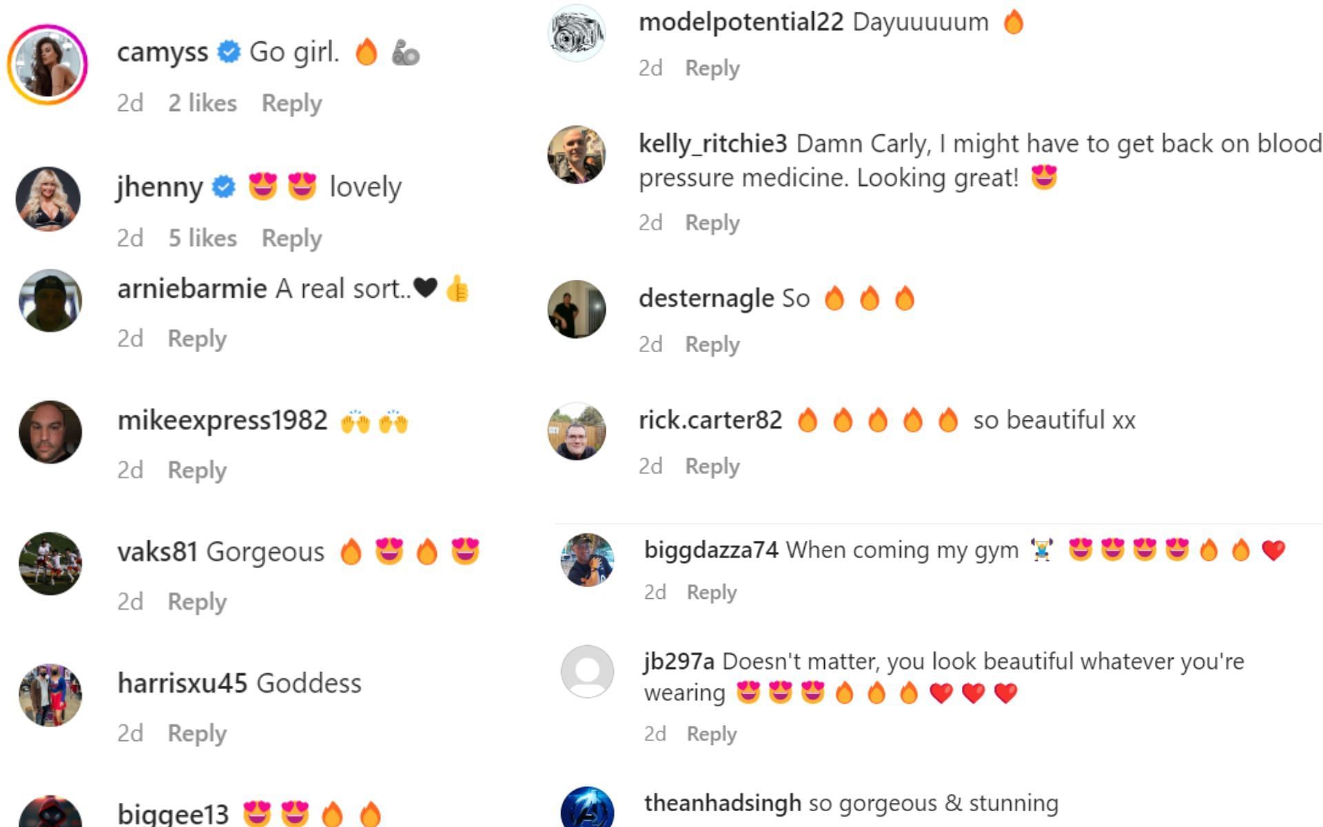 Screenshot of comments to Carly Baker&#039;s viral video