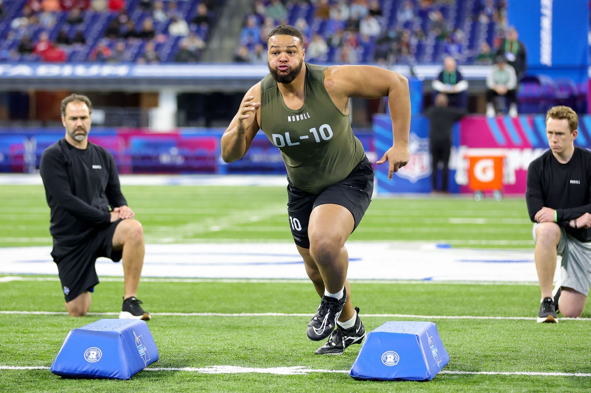 Penn State's P.J. Mustipher at the NFL combine