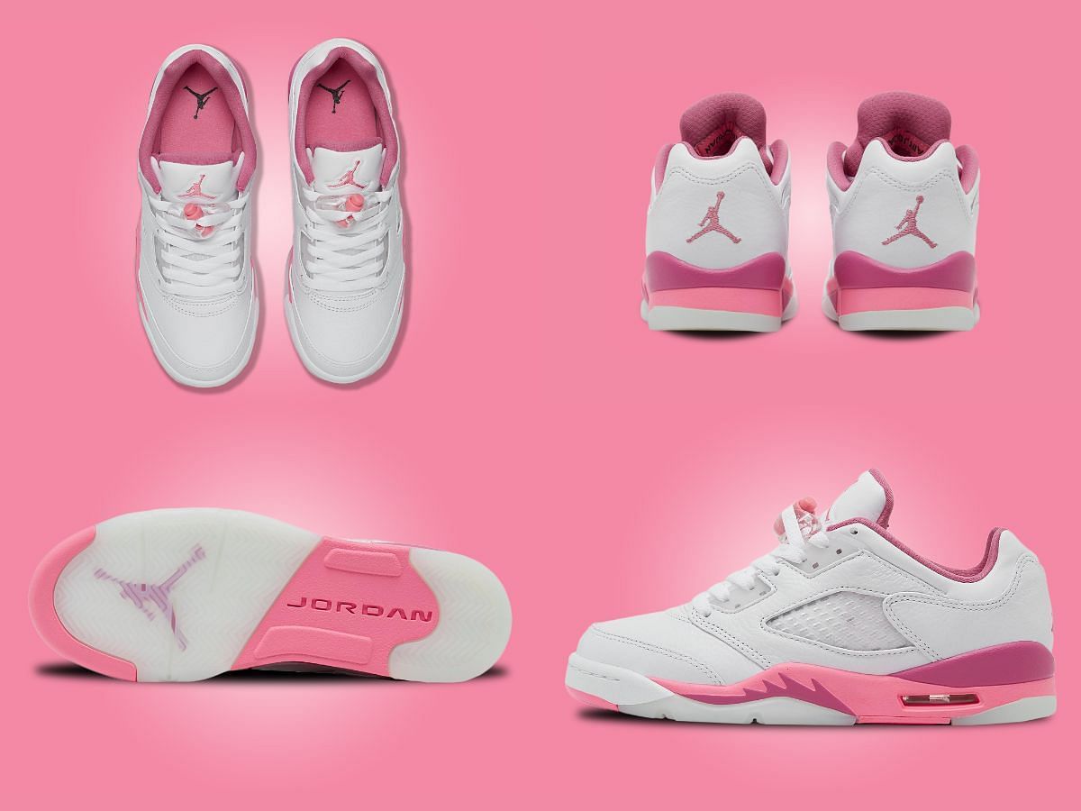 The upcoming Nike Air Jordan 5 Low &quot;Crafted For Her&quot; sneakers will be released exclusively in kids&#039; sizes (Image via Sportskeeda)