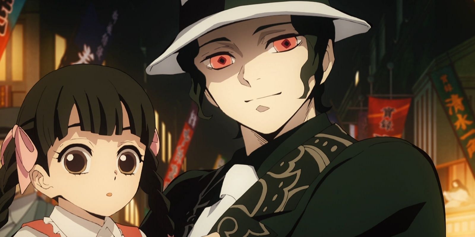 Muzan Kibutsuji with his fake daughter in Demon Slayer anime (Image via Ufotable)