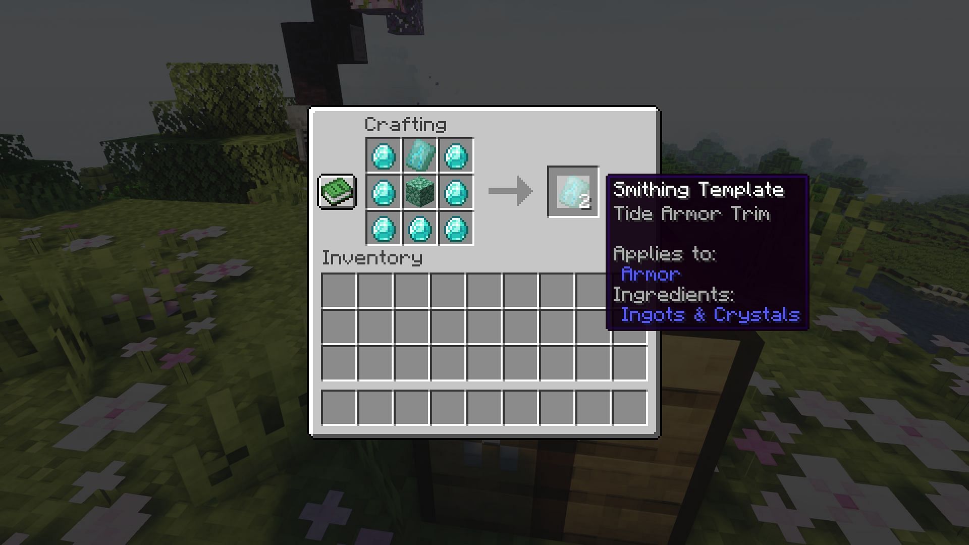 Duplication recipe of tide armor trim. (Image via Mojang)