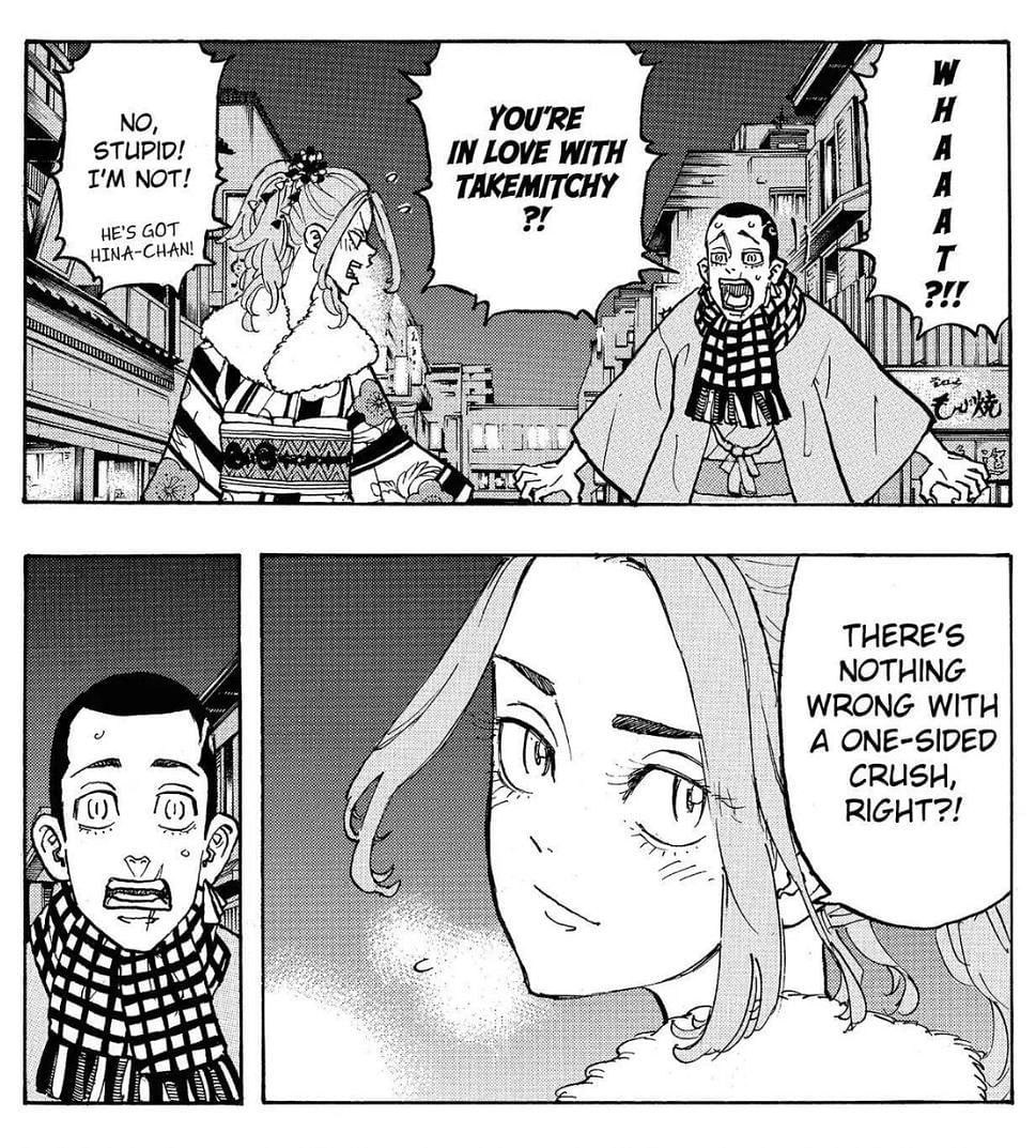 Yuzuha expressing her feelings for Takemichi in Tokyo Revengers manga (Image via Ken Wakui)