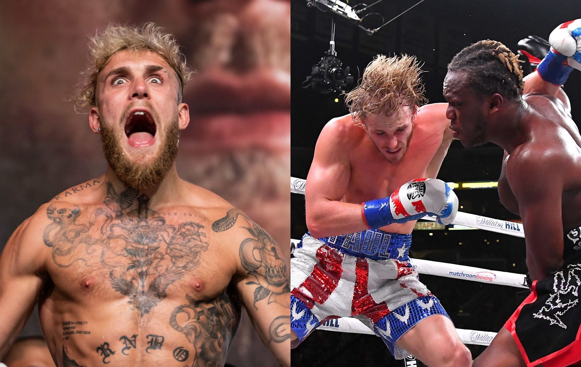 Jake Paul (left) and KSI vs. Logan Paul (right)