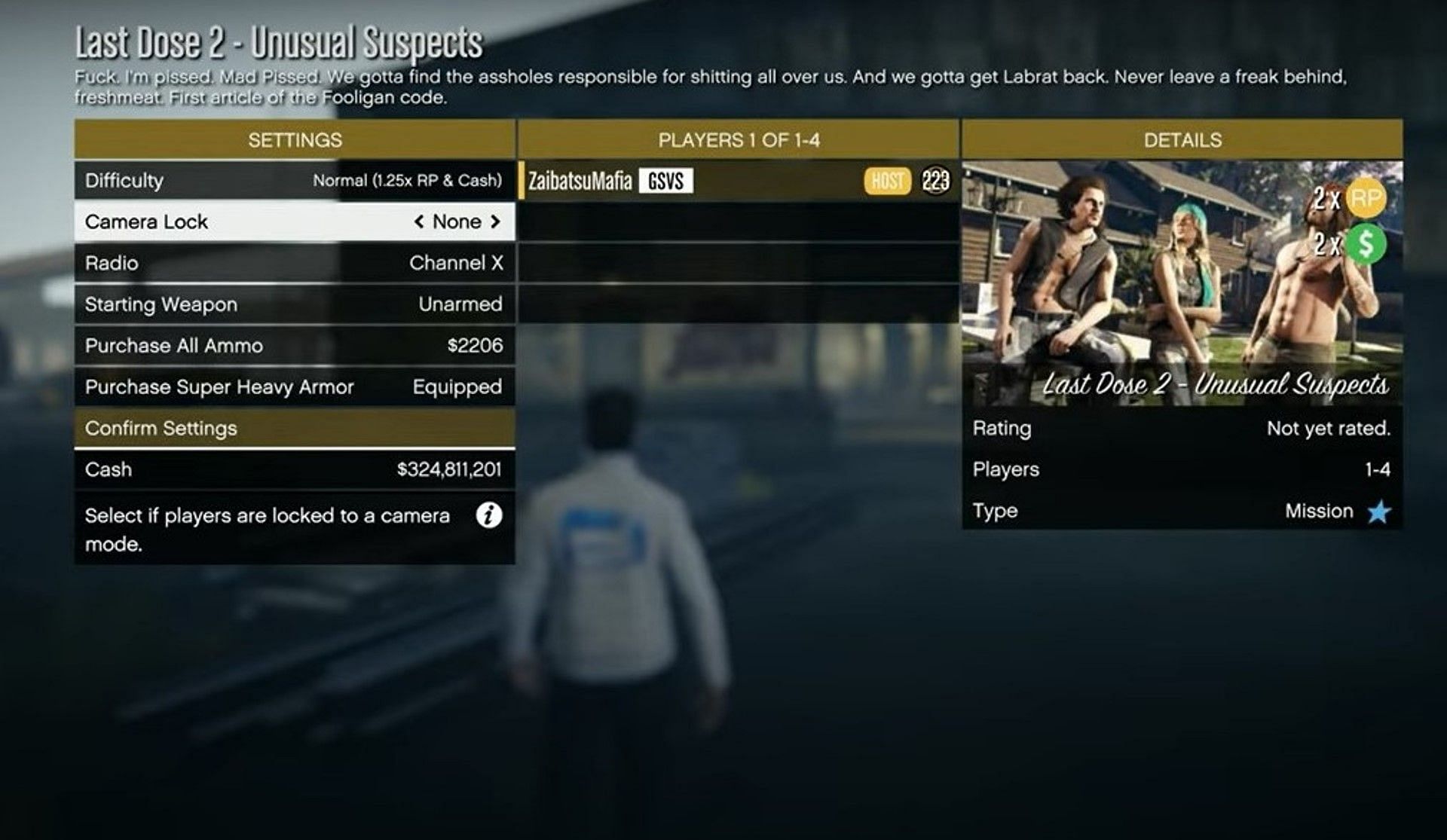 Unusual Suspects Mission loading screen in GTA Online (Image via GTA Series Videos/YouTube)