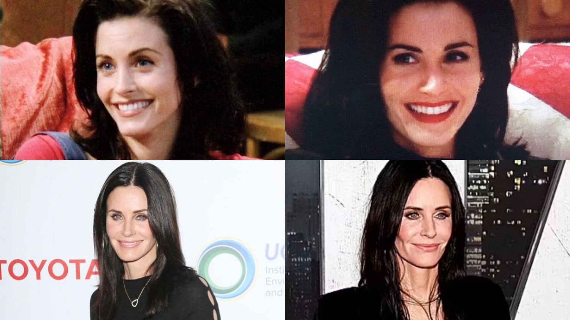 Collage of Courteney Cox&#039;s face over the years. (Image via @bleaksoup/Twitter)