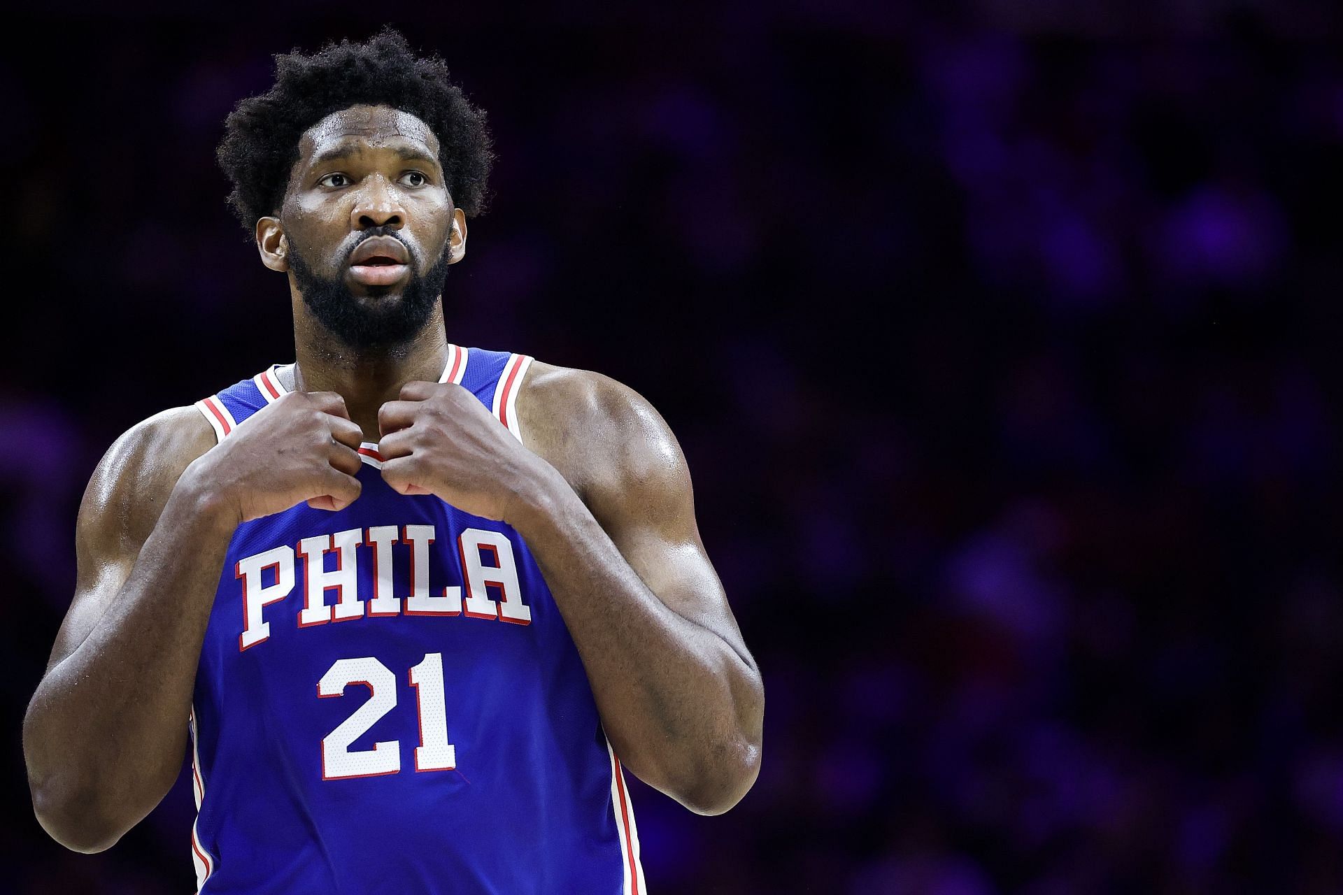 Joel Embiid accepts MVP trophy in front of Sixers fans at the Wells Fargo  Center