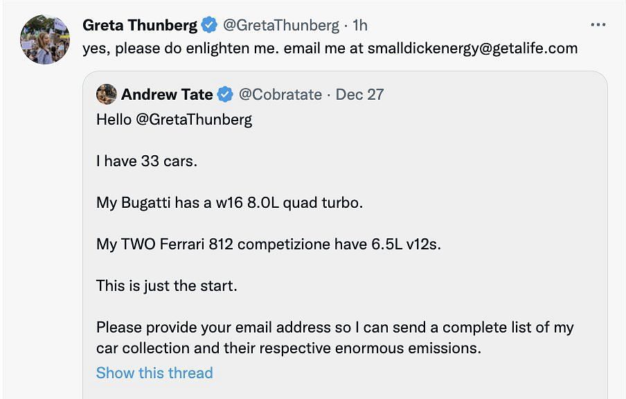 Greta Thunberg's Andrew Tate putdown among top 10 most-liked tweets in  history - Mirror Online