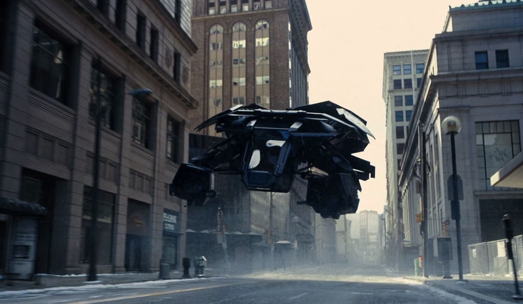 A high-tech flying vehicle designed by Bruce Wayne, equipped with advanced weaponry and technology (Image via Warner Bros)
